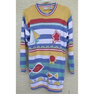 Two Twenty M multicolor long sleeve sweater/tunic beach colorful Vintage